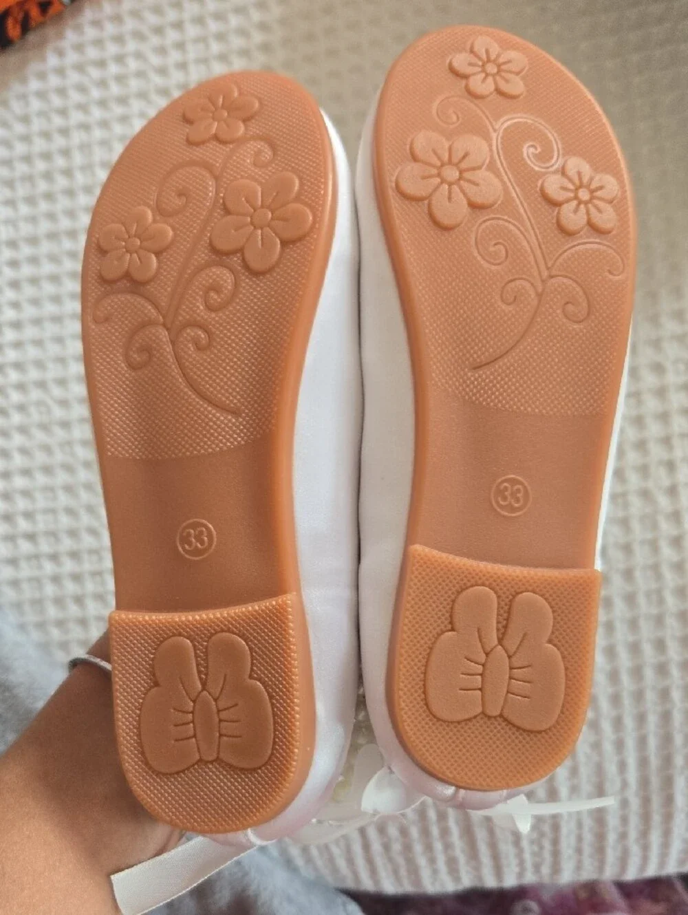Children's White Pearl Strap Dress Ballet Flats